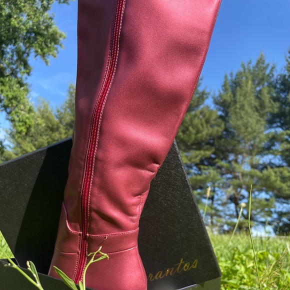 ❀ red leather-material boots 👢 - Picture 2 of 4